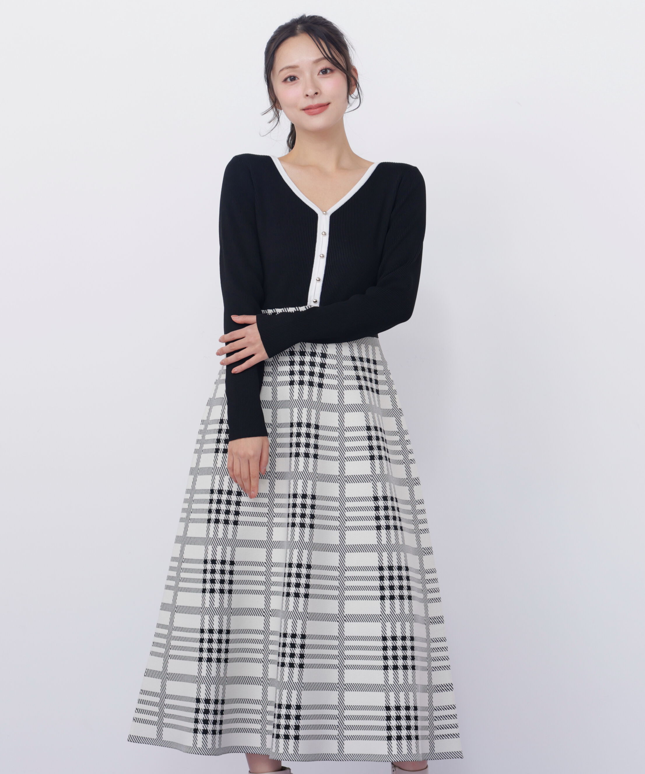  「チェックニットワンピース」|ワンピース|