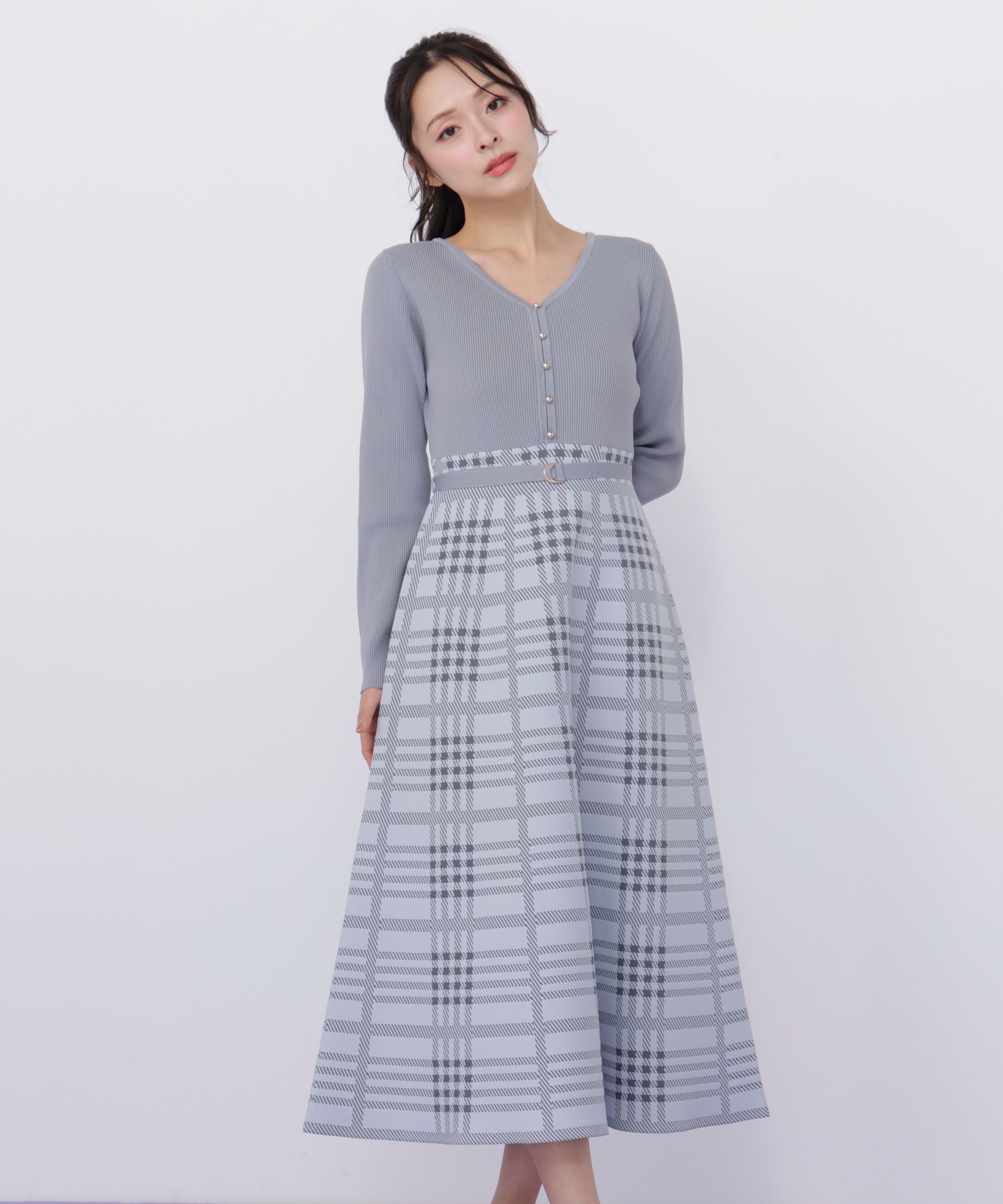  「チェックニットワンピース」|ワンピース|