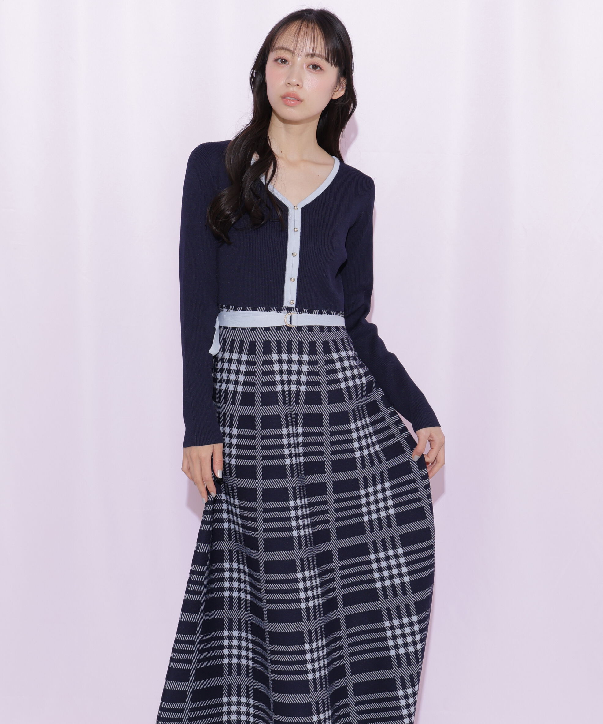  「チェックニットワンピース」|ワンピース|