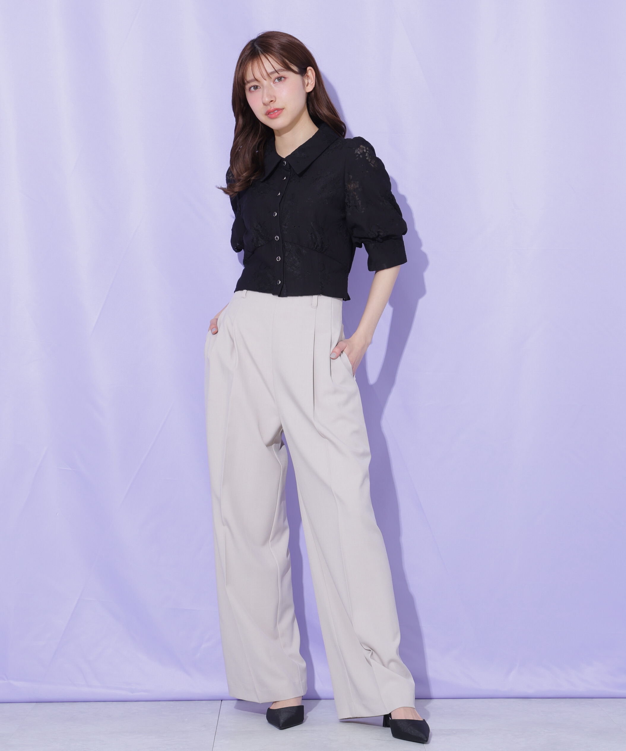  「チェーンベルトタックワイドパンツ」|その他|