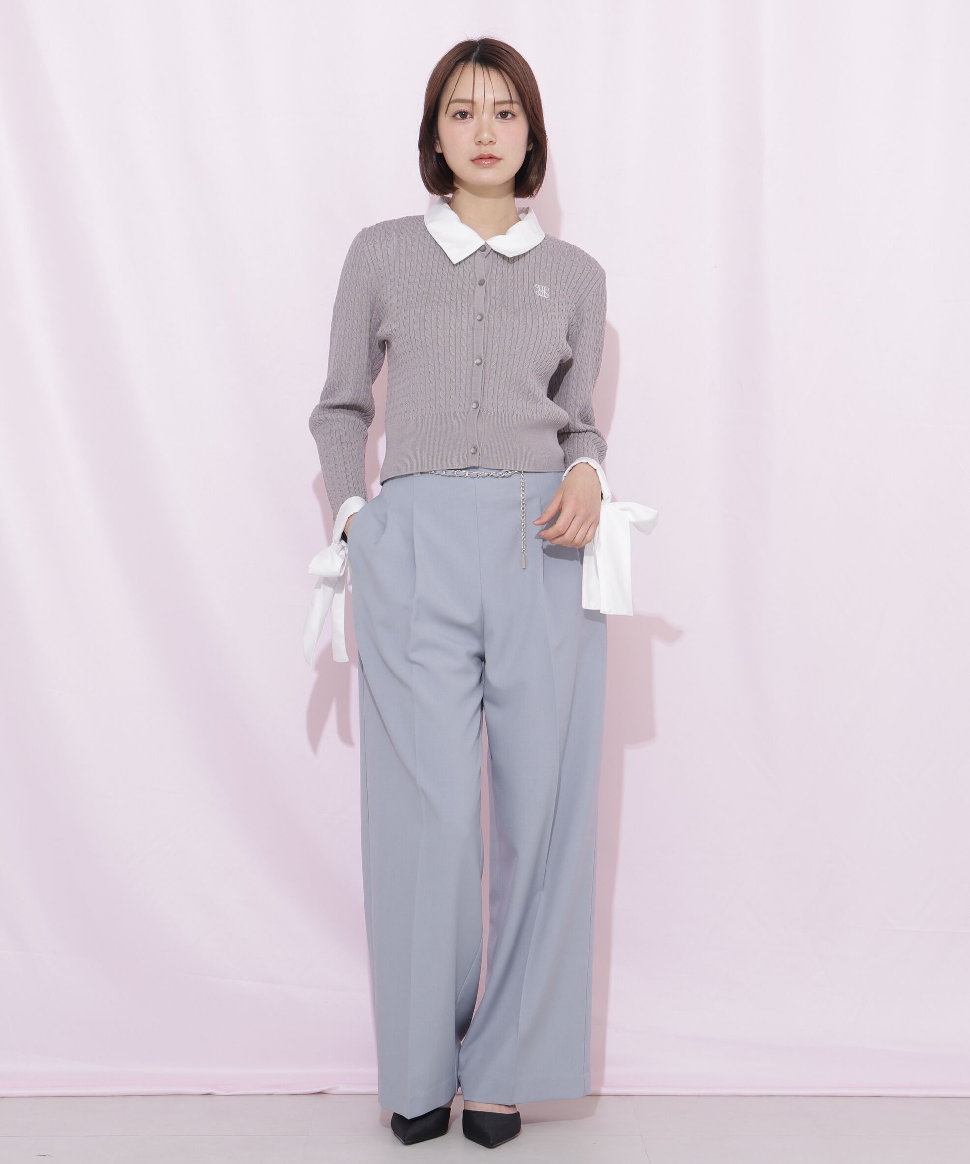  「チェーンベルトタックワイドパンツ」|その他|