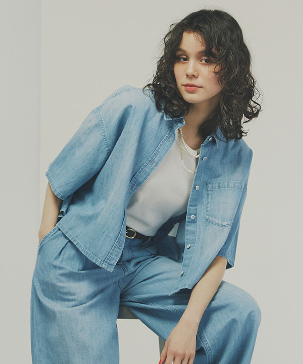  「◆クロップド半袖デニムブラ」|シャツ・ブラウス|Light Used