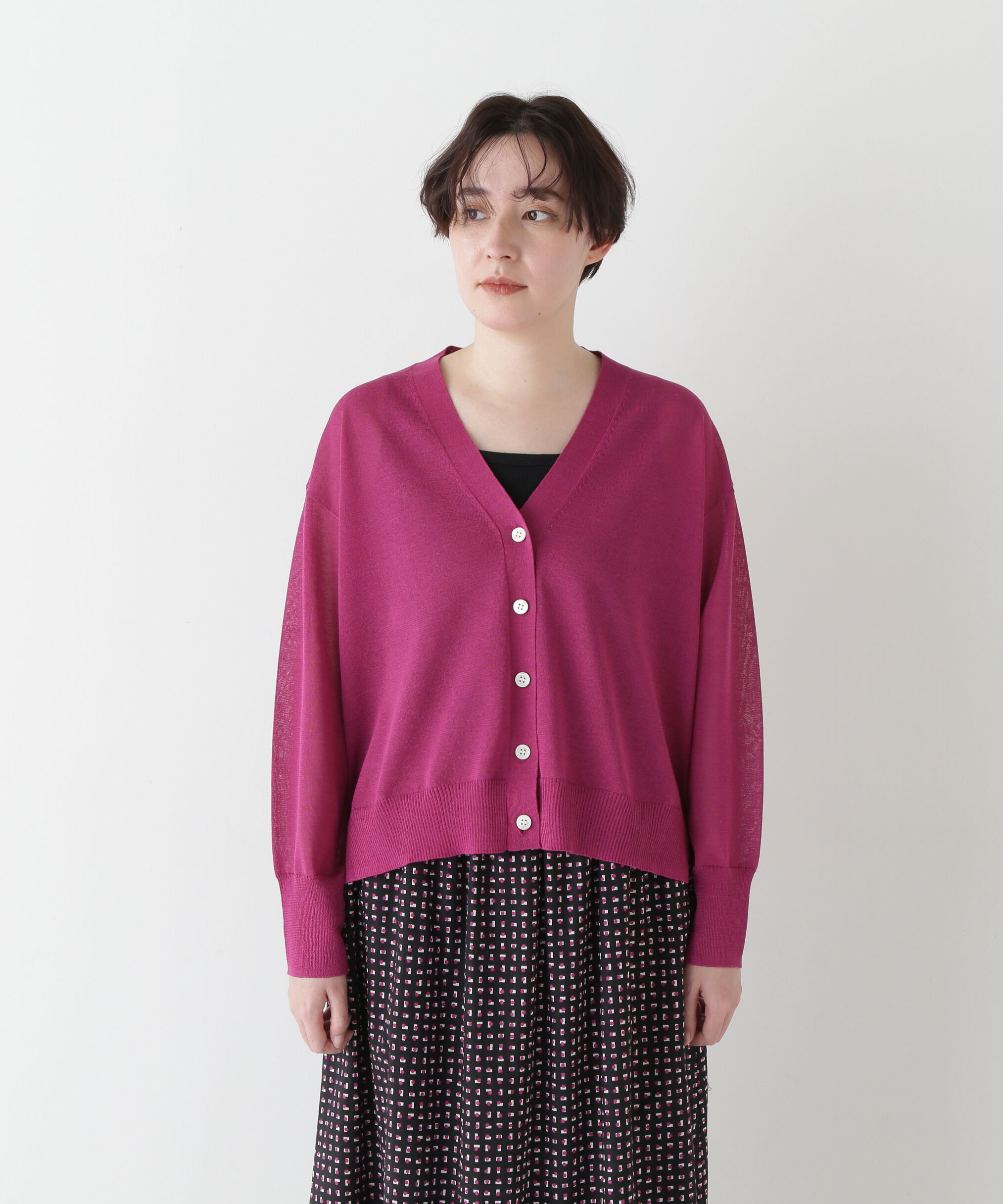  「◆【ウォッシャブル】シアーハイゲージ長袖カーディガン」|ニット・セーター|