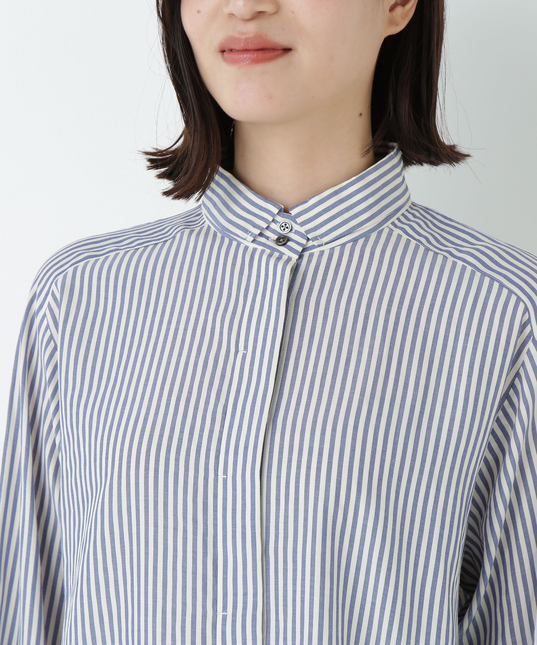  「ストライプローンハイネックシャツ」|シャツ・ブラウス|