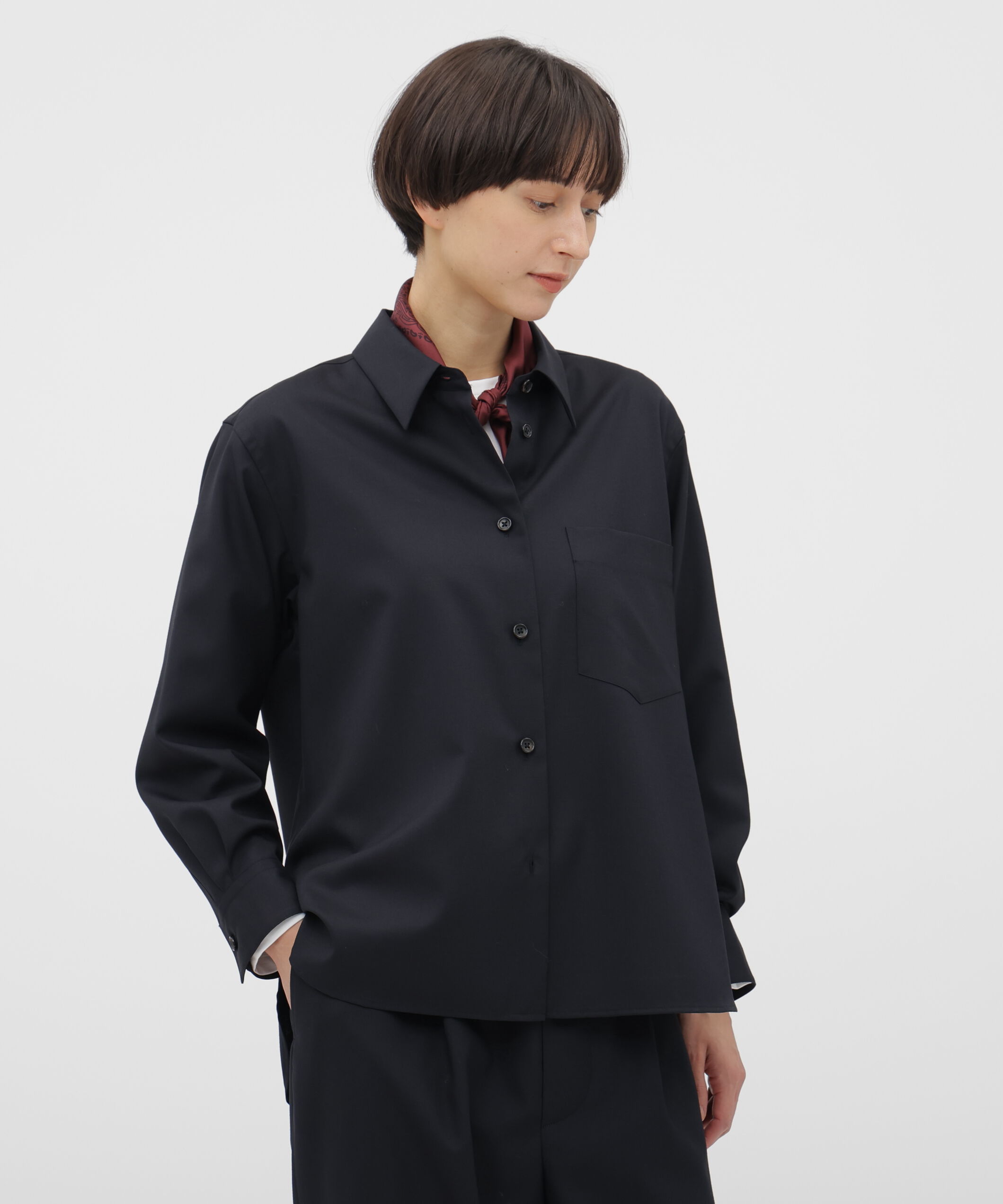  「WORSTED WOOL POPLIN SHIRT」|シャツ・ブラウス|DARK NAVY1