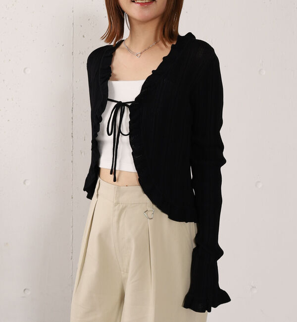 archives「【高機能】ランダムリブフリルニットカーディガン」|カーディガン|