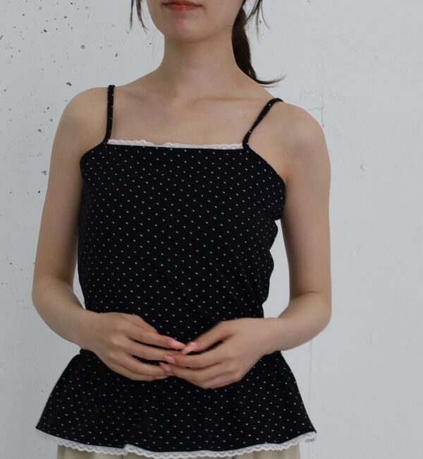 archives「カップつきドットフリルキャミソール」|キャミソール|BLACK