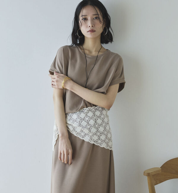 Doux archives「多機能ソフトリブフレンチスリーブトップス」|Tシャツ・カットソー|