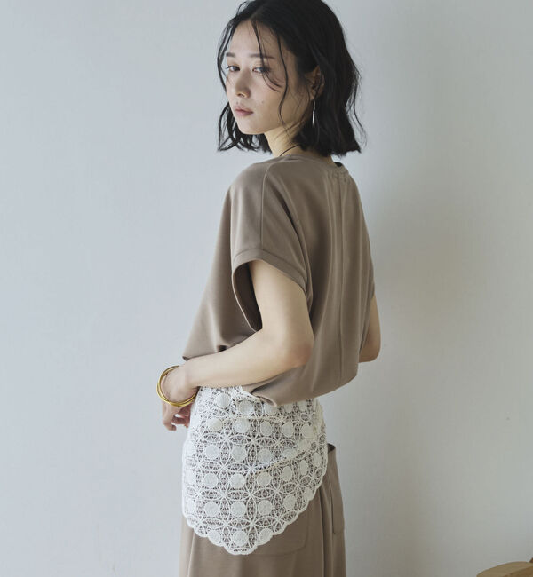 Doux archives「多機能ソフトリブフレンチスリーブトップス」|Tシャツ・カットソー|