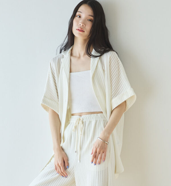 Doux archives「メッシュレースオーバーシャツ」|シャツ・ブラウス|OFF WHITE