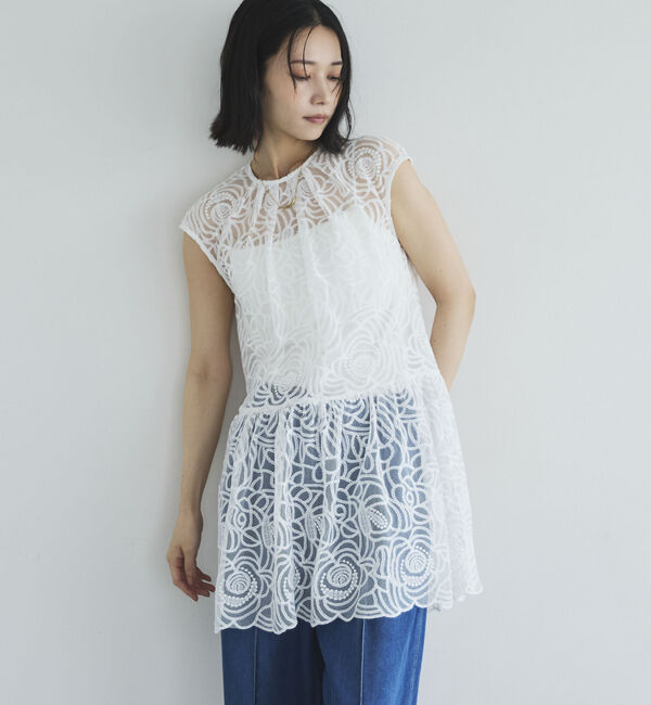 Doux archives「ペプラムレースノースリブラウス」|シャツ・ブラウス|OFF WHITE