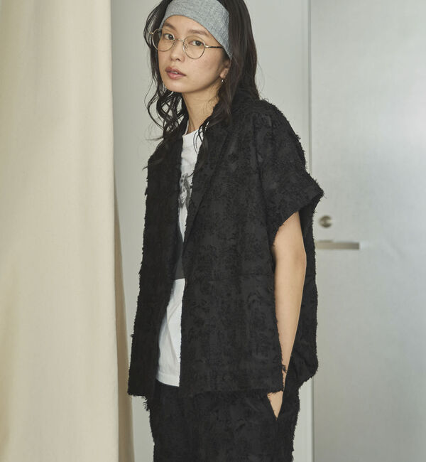 Doux archives「ボタニカルカットジャガードジャケット」|テーラードジャケット|BLACK