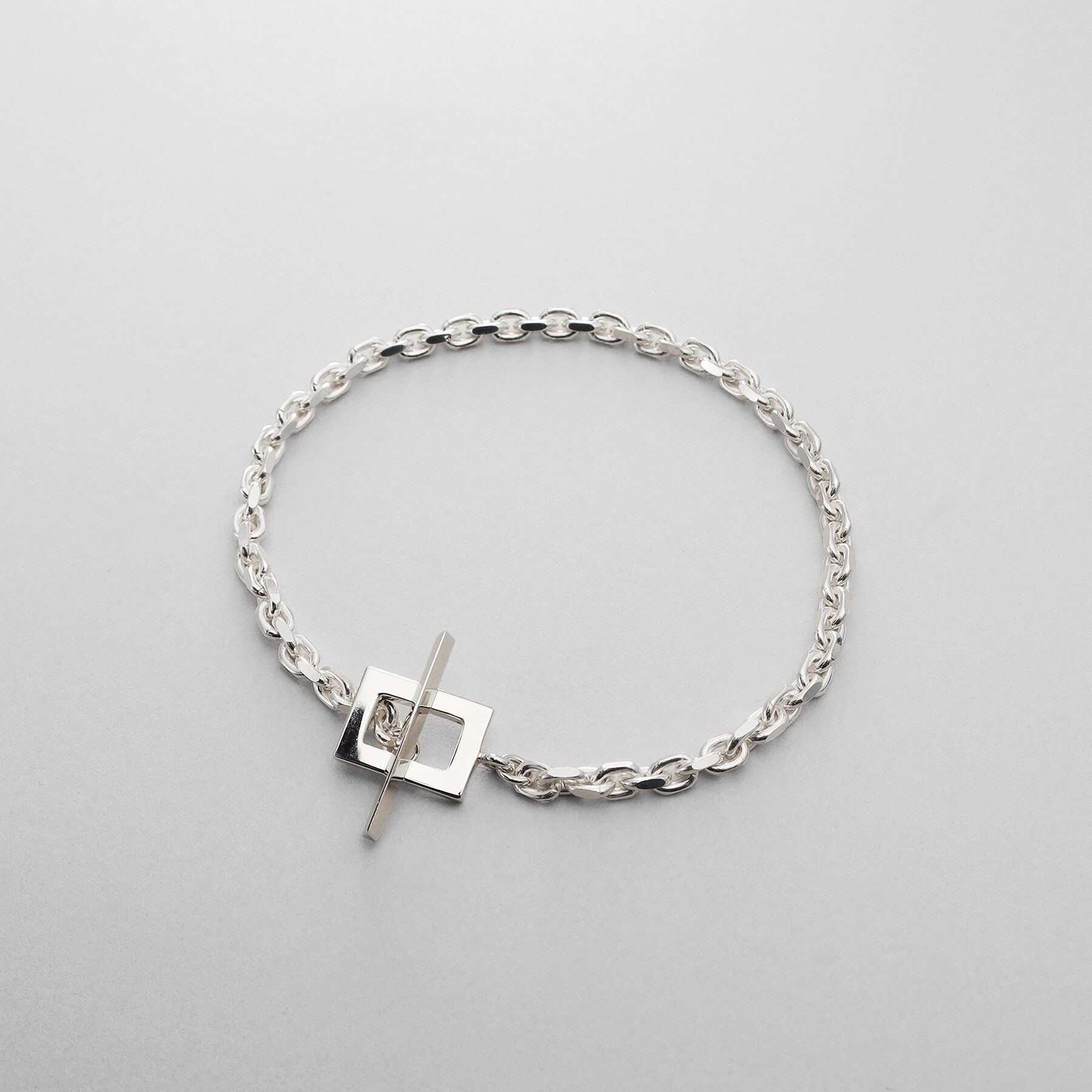 COCOSHNIK ONKITSCH「シルバー カットケーブルチェーン レクタングルマンテルブレスレット L」|ブレスレット・バングル|