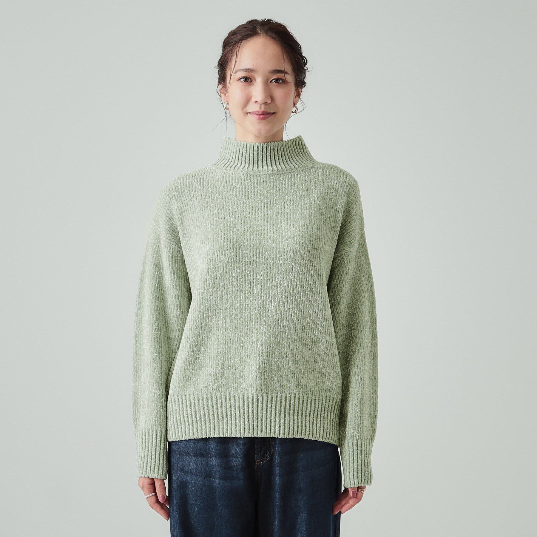 SHOO･LA･RUE「肌触り柔らか ベロアモール モックネックニット」|ニット・セーター|