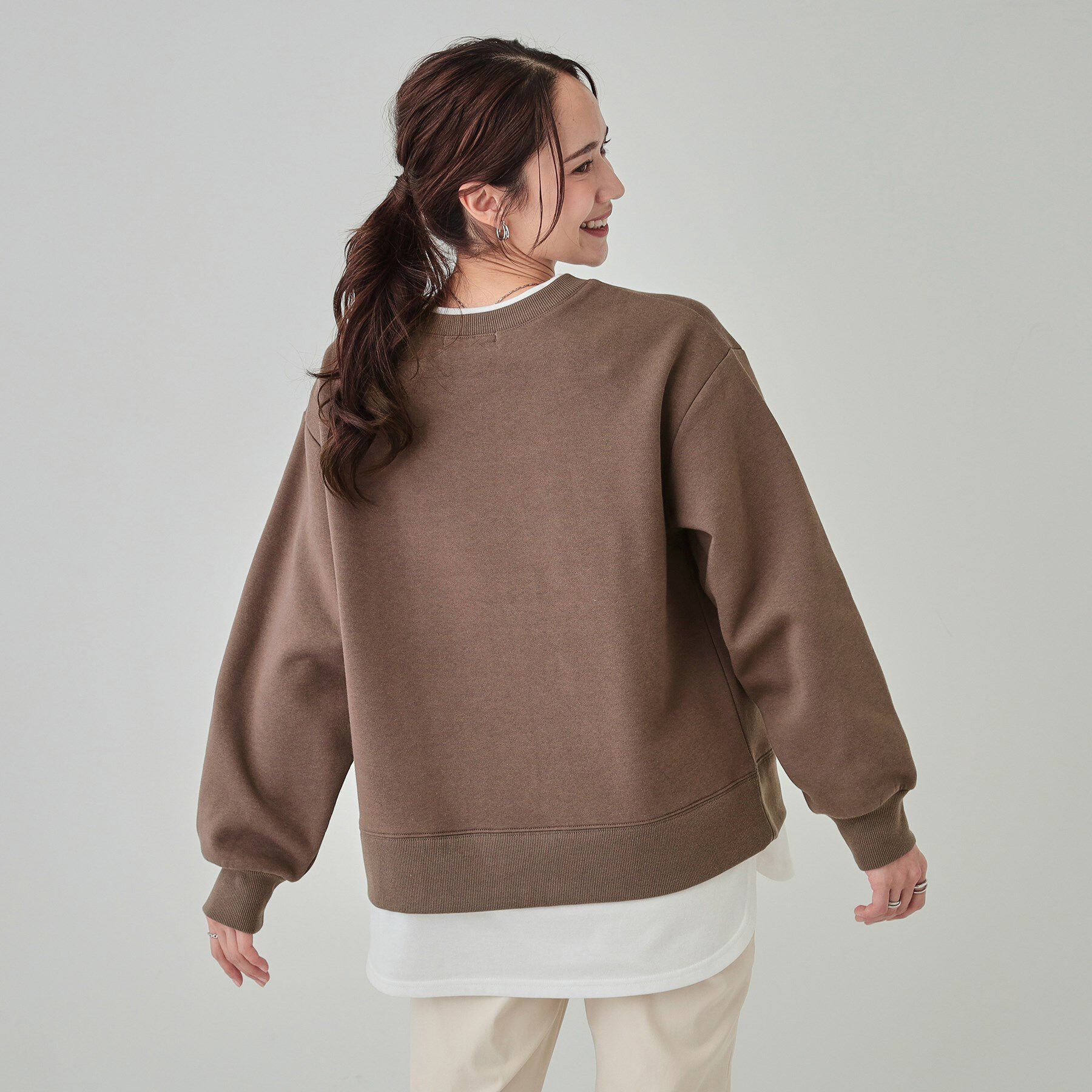 SHOO･LA･RUE「【洗える/S-LL】着るだけ簡単こなれ感 裏起毛レイヤード風スウェット【SHOO WARM】」|パーカー|