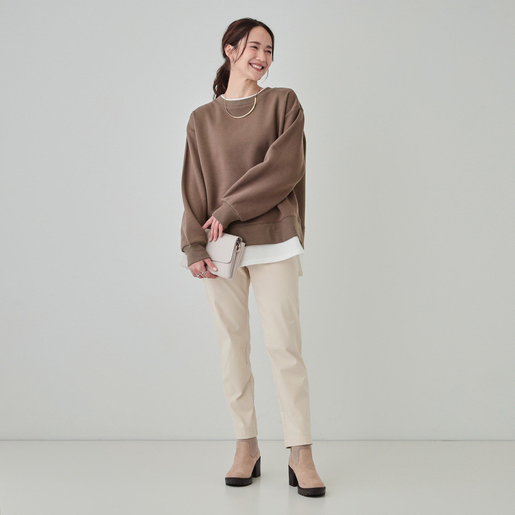 SHOO･LA･RUE「【洗える/S-LL】着るだけ簡単こなれ感 裏起毛レイヤード風スウェット【SHOO WARM】」|パーカー|