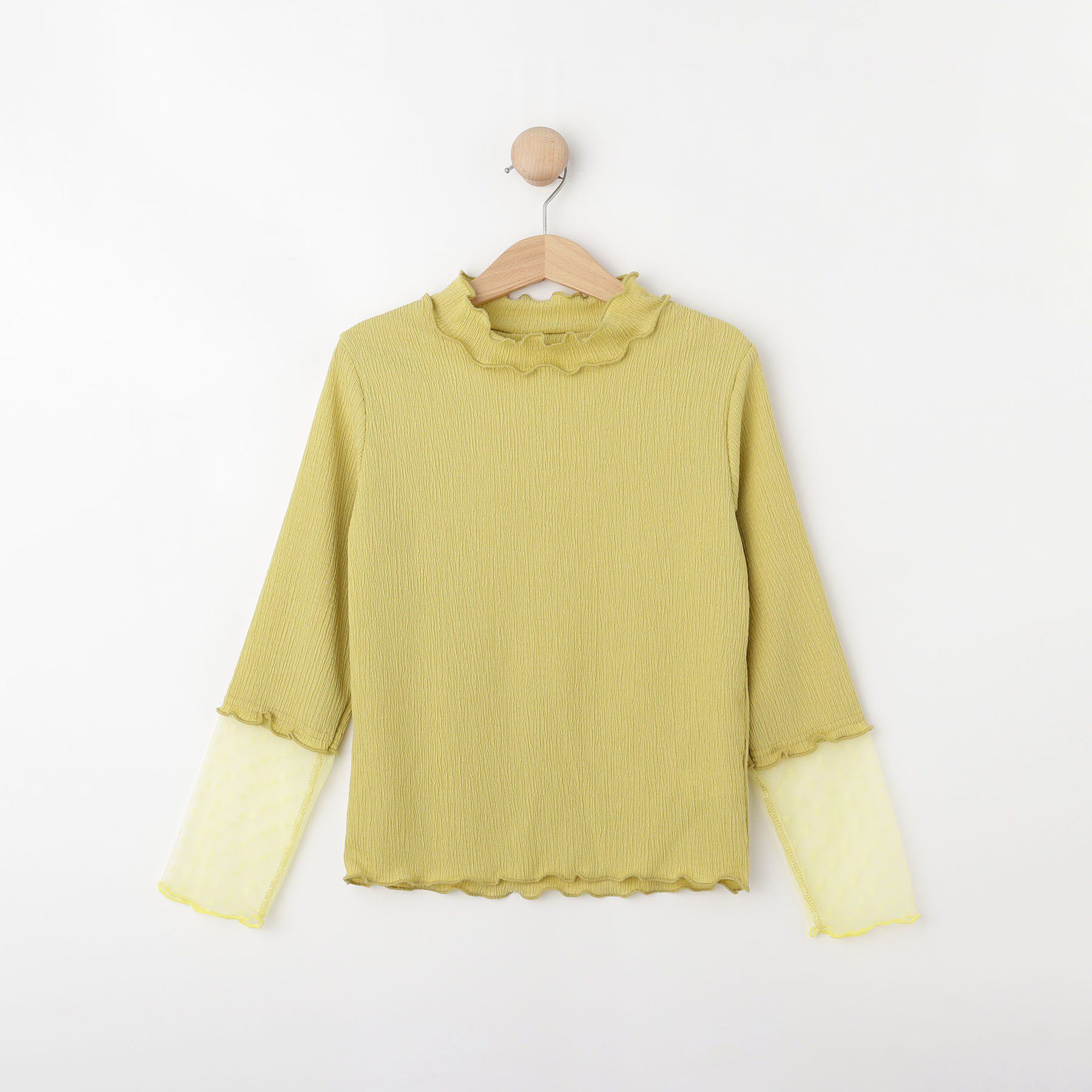 SHOO･LA･RUE「【100-150cm】袖チュールフリルネックインナー」|Tシャツ・カットソー|