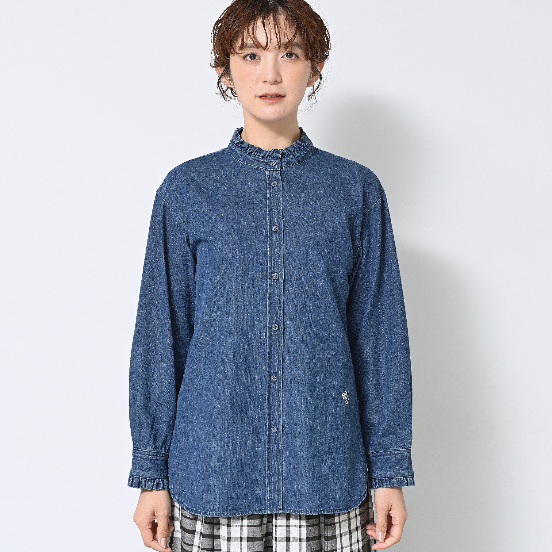 Dessin「【洗える】フリルデニムシャツ」|シャツ・ブラウス|