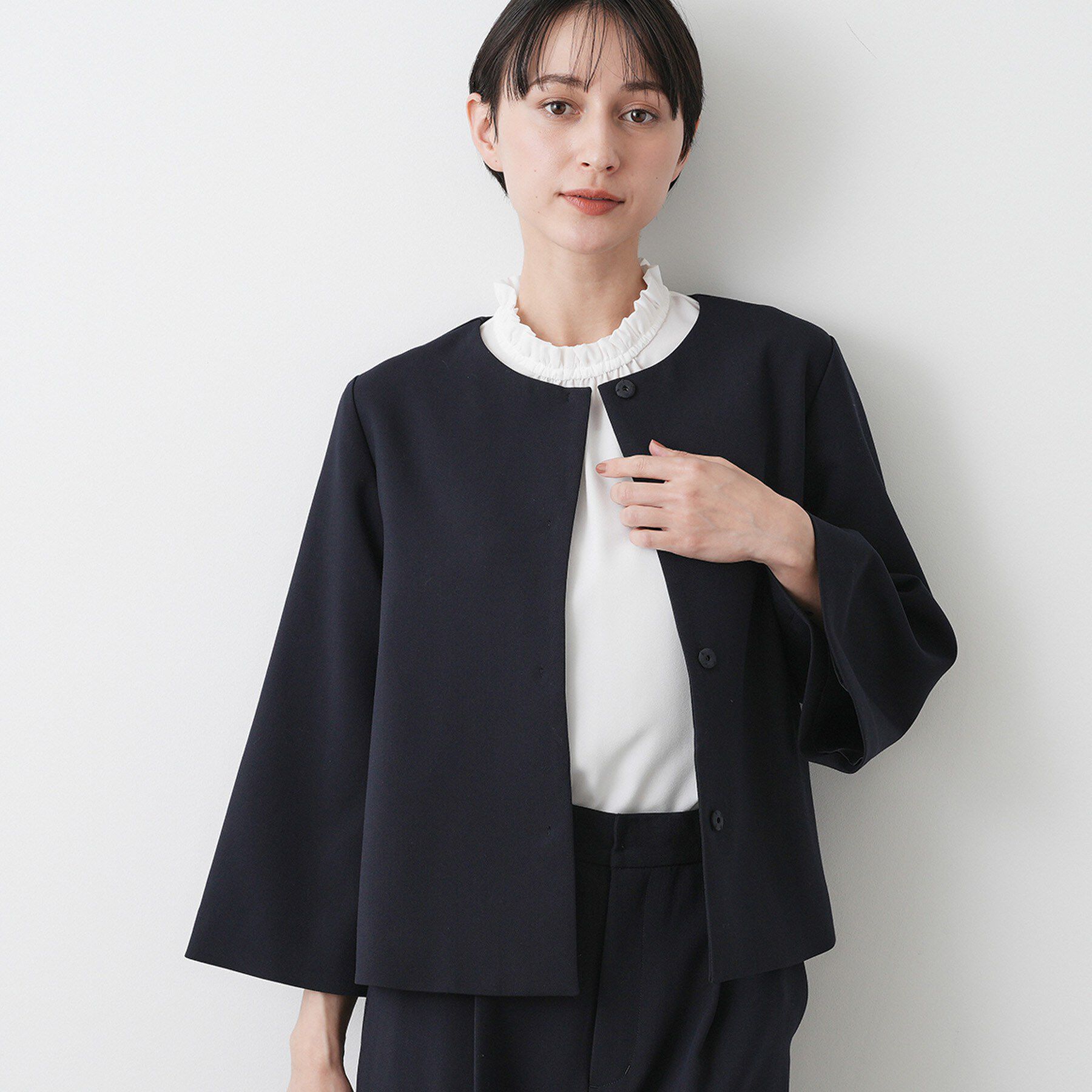 Dessin「【入卒/セレモニー/セットアップ可能】テントラインダブルクロスジャケット」|ノーカラージャケット|ネイビー(094)