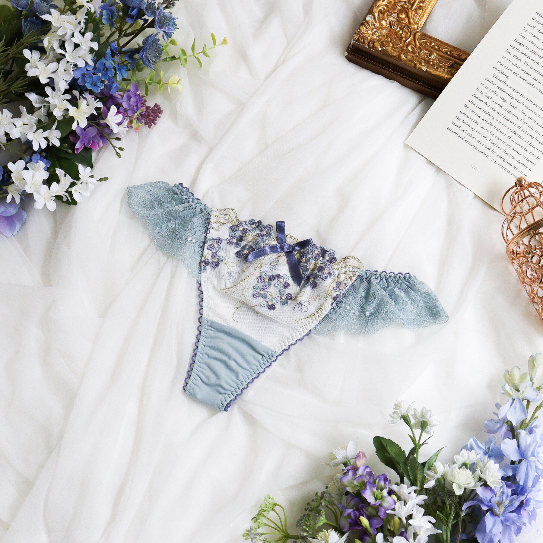 Risa Magli「クラーラ Tバックショーツ」|インナー|ブルー(092)