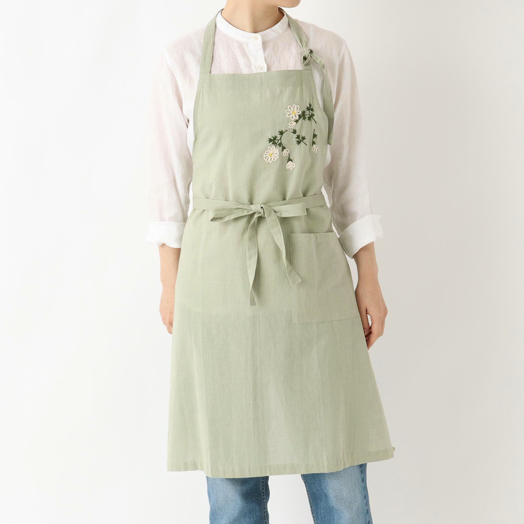 212 KITCHEN STORE「刺繍フラワー マーガレット フルエプロン LGR ＜212Kオリジナル ＞」|食器・キッチングッズ|その他