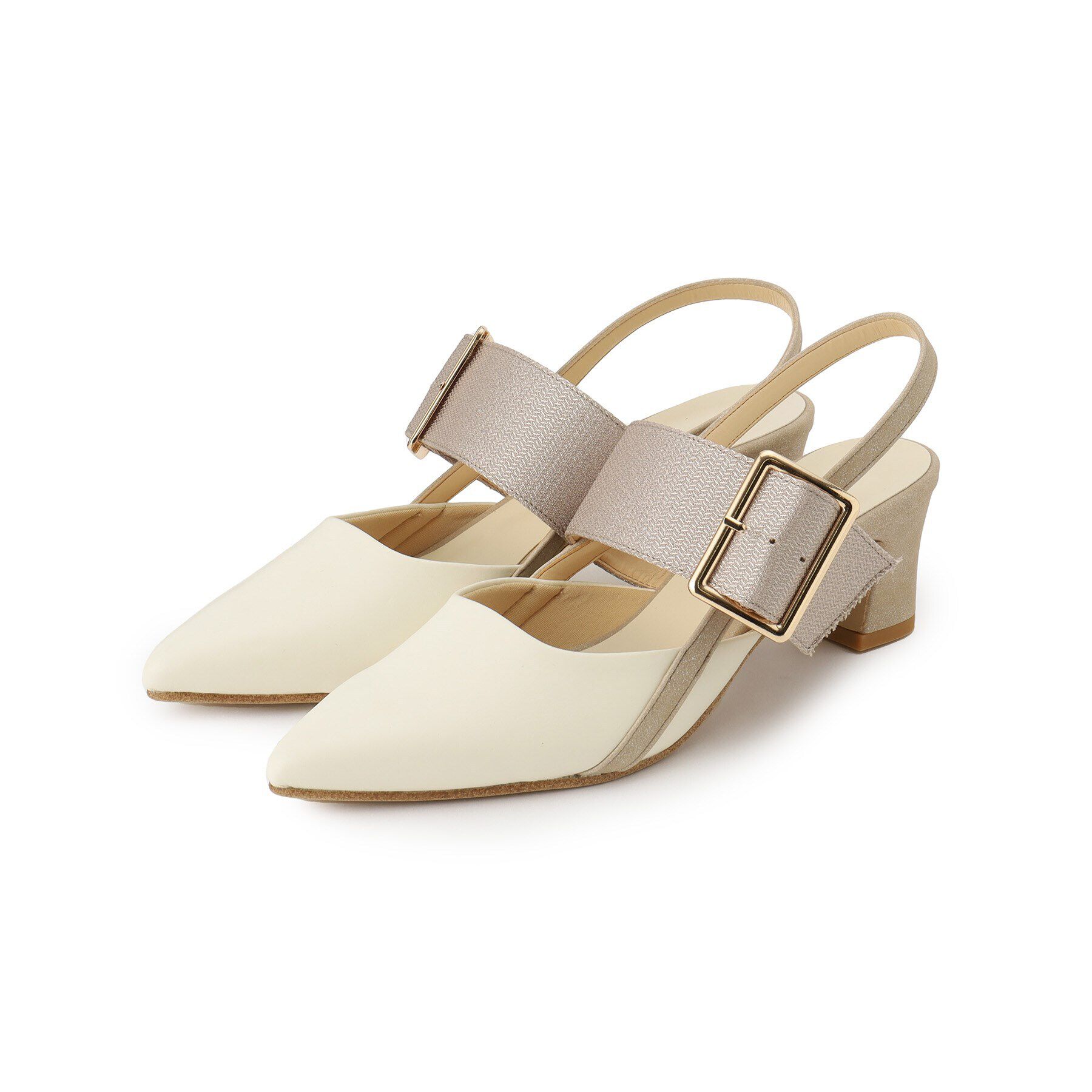 ESPERANZA「バックルベルトバックストラップパンプス」|パンプス|アイボリー(904)