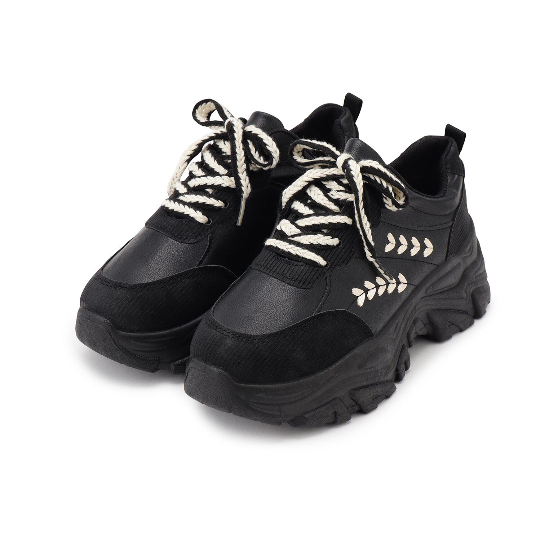 csT&P「厚底韓国ファッションダットスニーカー」|スニーカー|ﾌﾞﾗｯｸ(019)