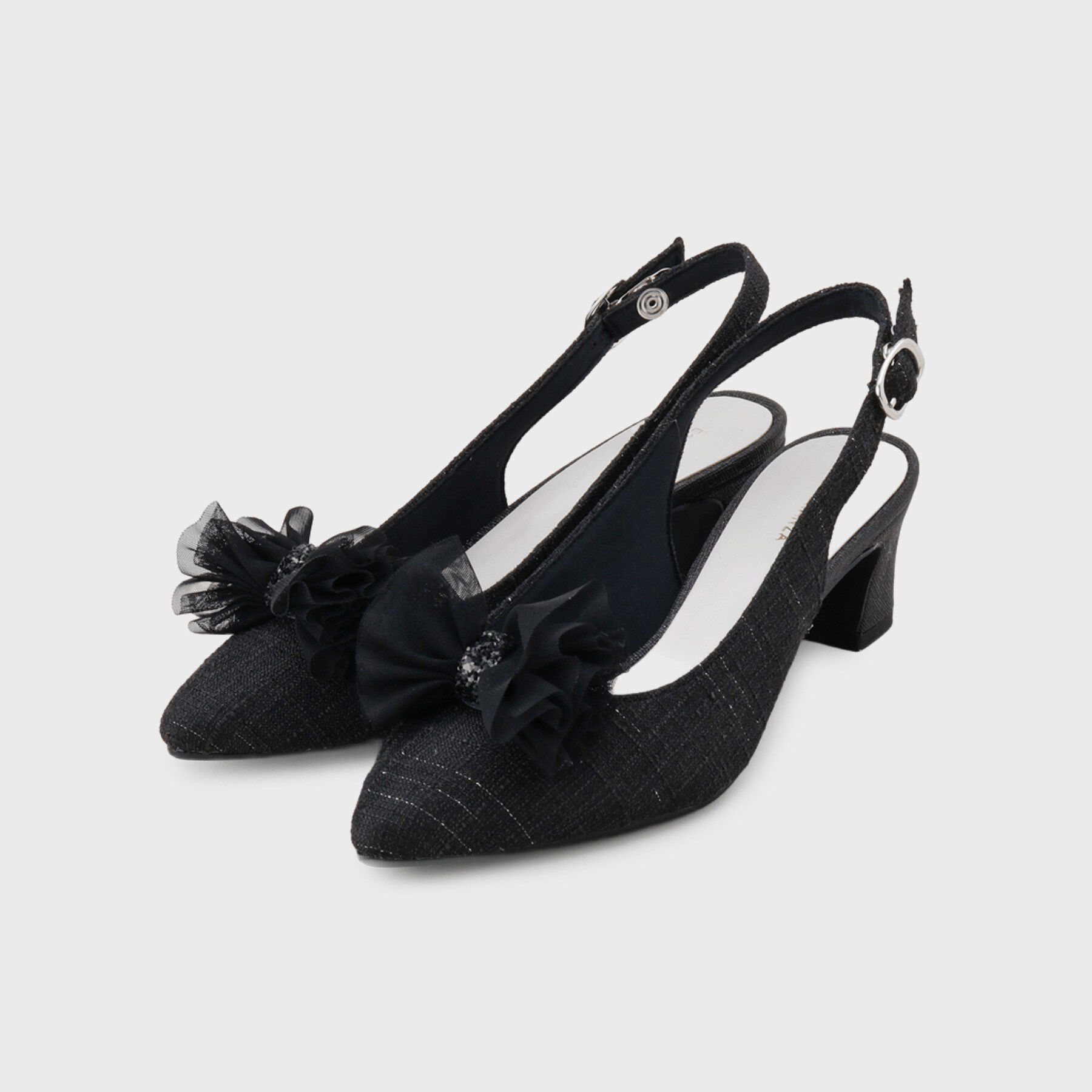 ESPERANZA「シフォンリボン付きバックストラップパンプス」|パンプス|