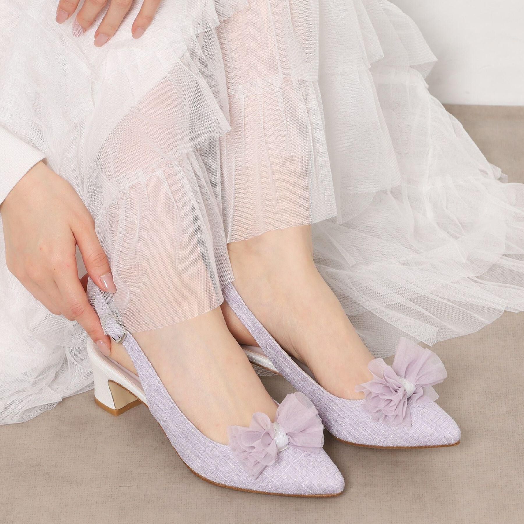 ESPERANZA「シフォンリボン付きバックストラップパンプス」|パンプス|