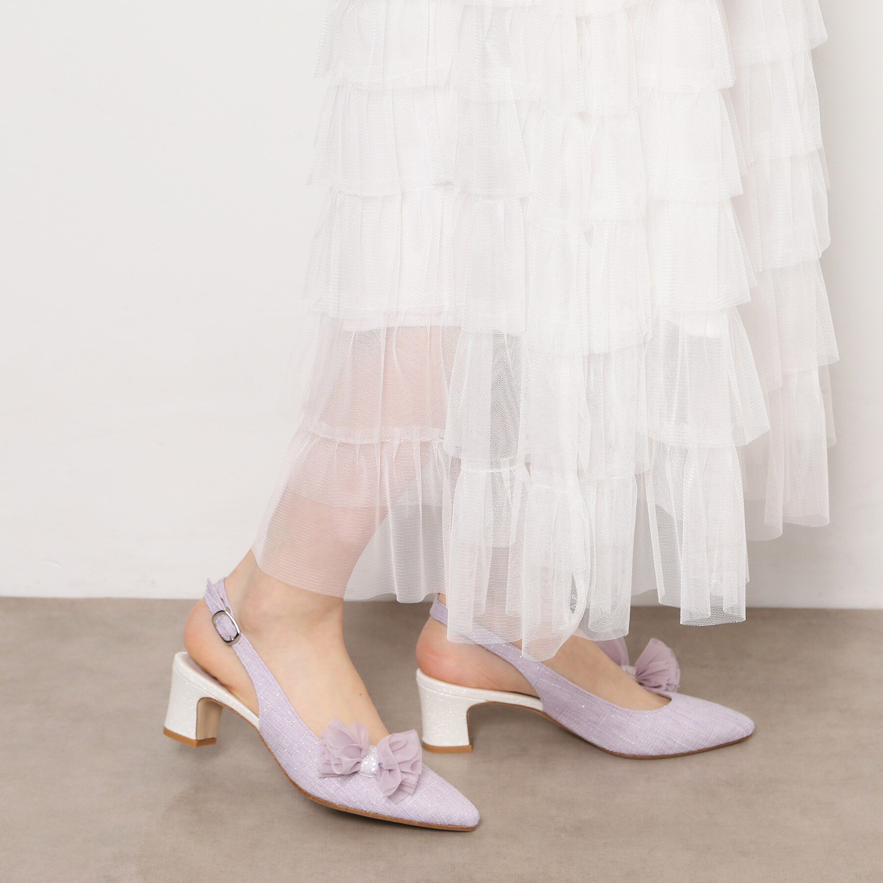 ESPERANZA「シフォンリボン付きバックストラップパンプス」|パンプス|