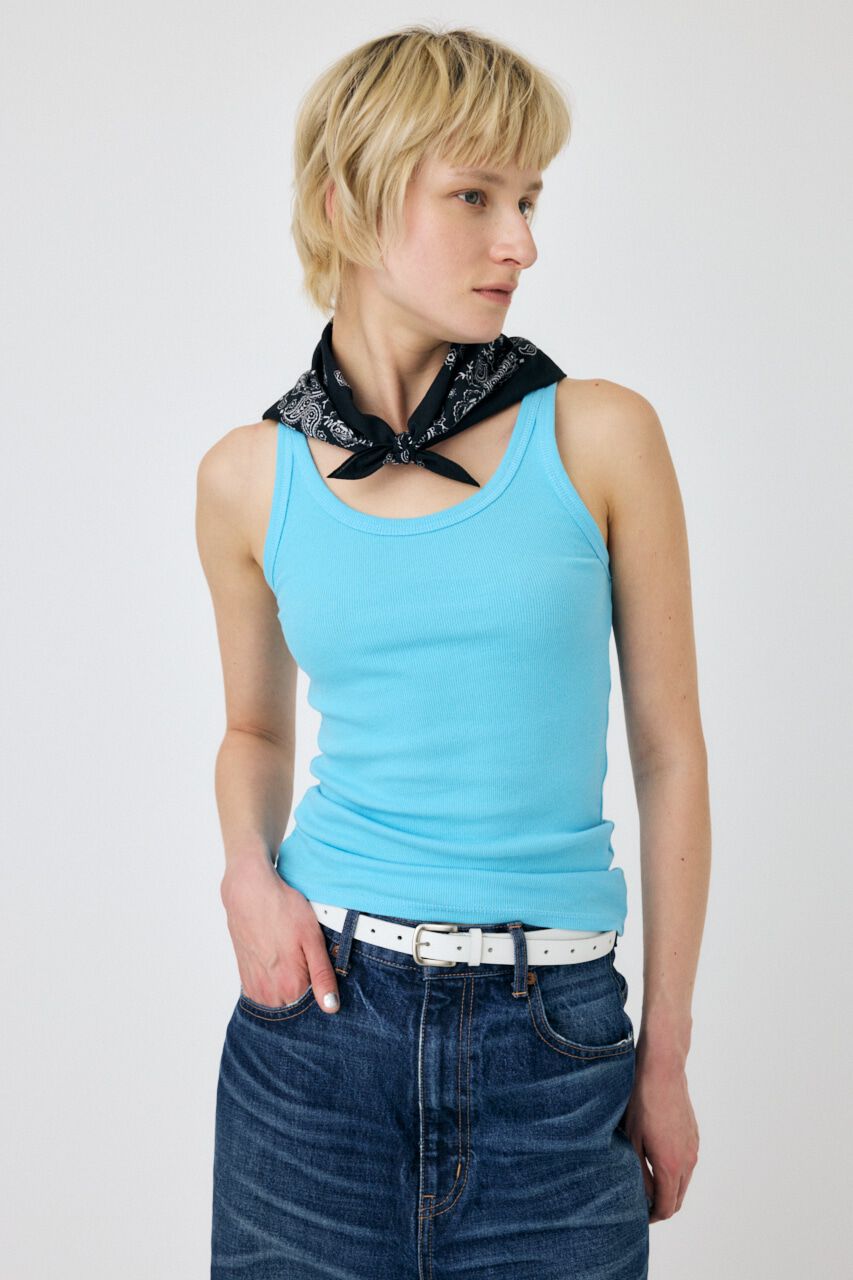 MOUSSY「BASIC RIB タンク」|タンクトップ|L/BLU1