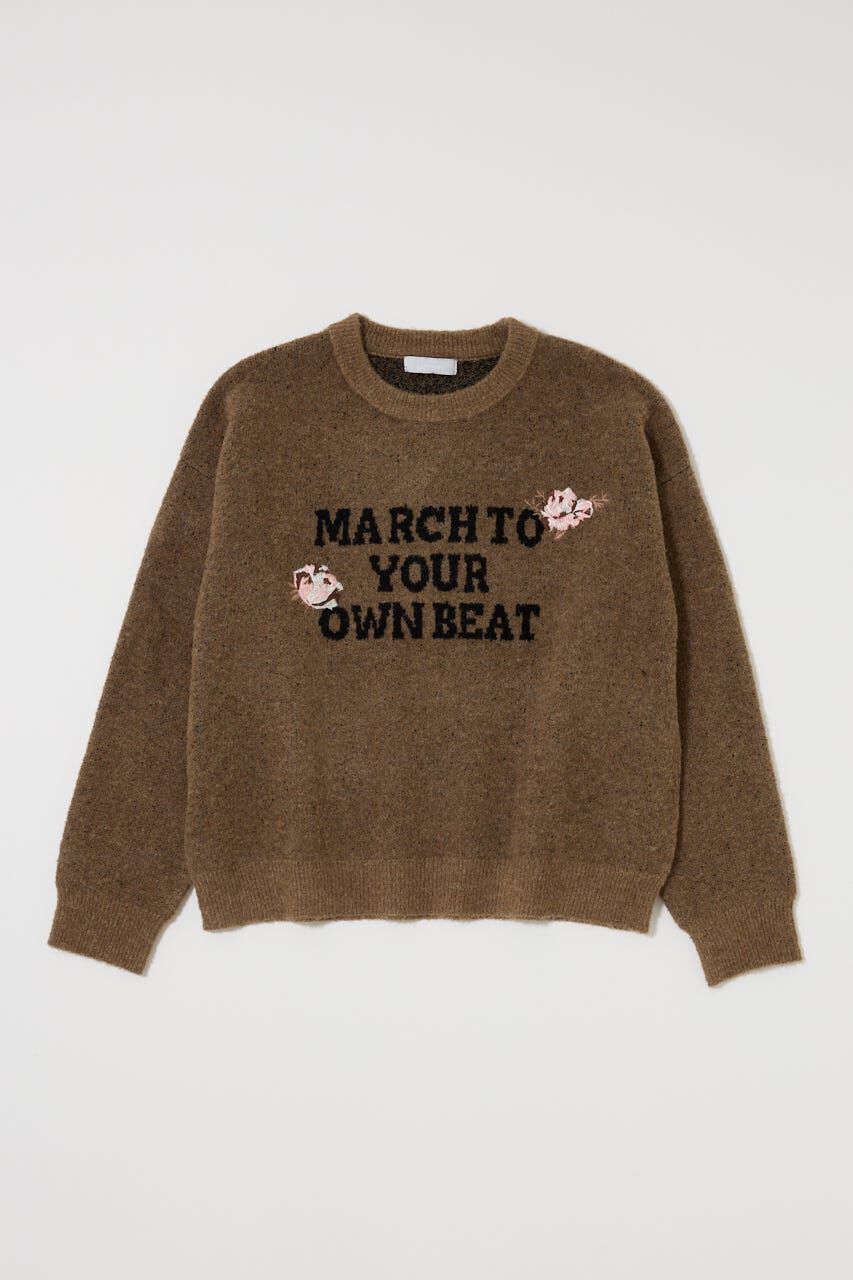 MOUSSY「FLORAL PATCH JACQUARD セーター」|ニット・セーター|BRN