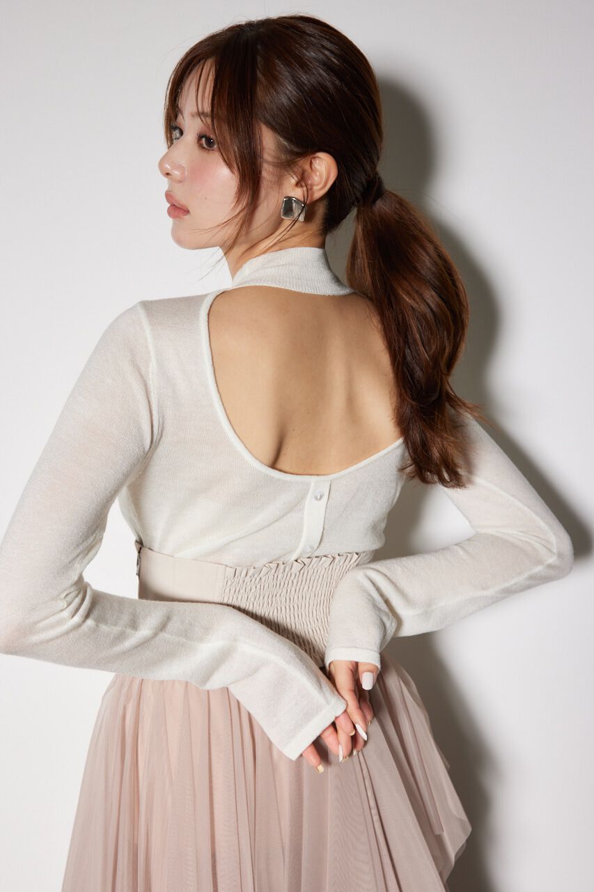 rienda「バックオープンボタンニットトップス」|ニット・セーター|