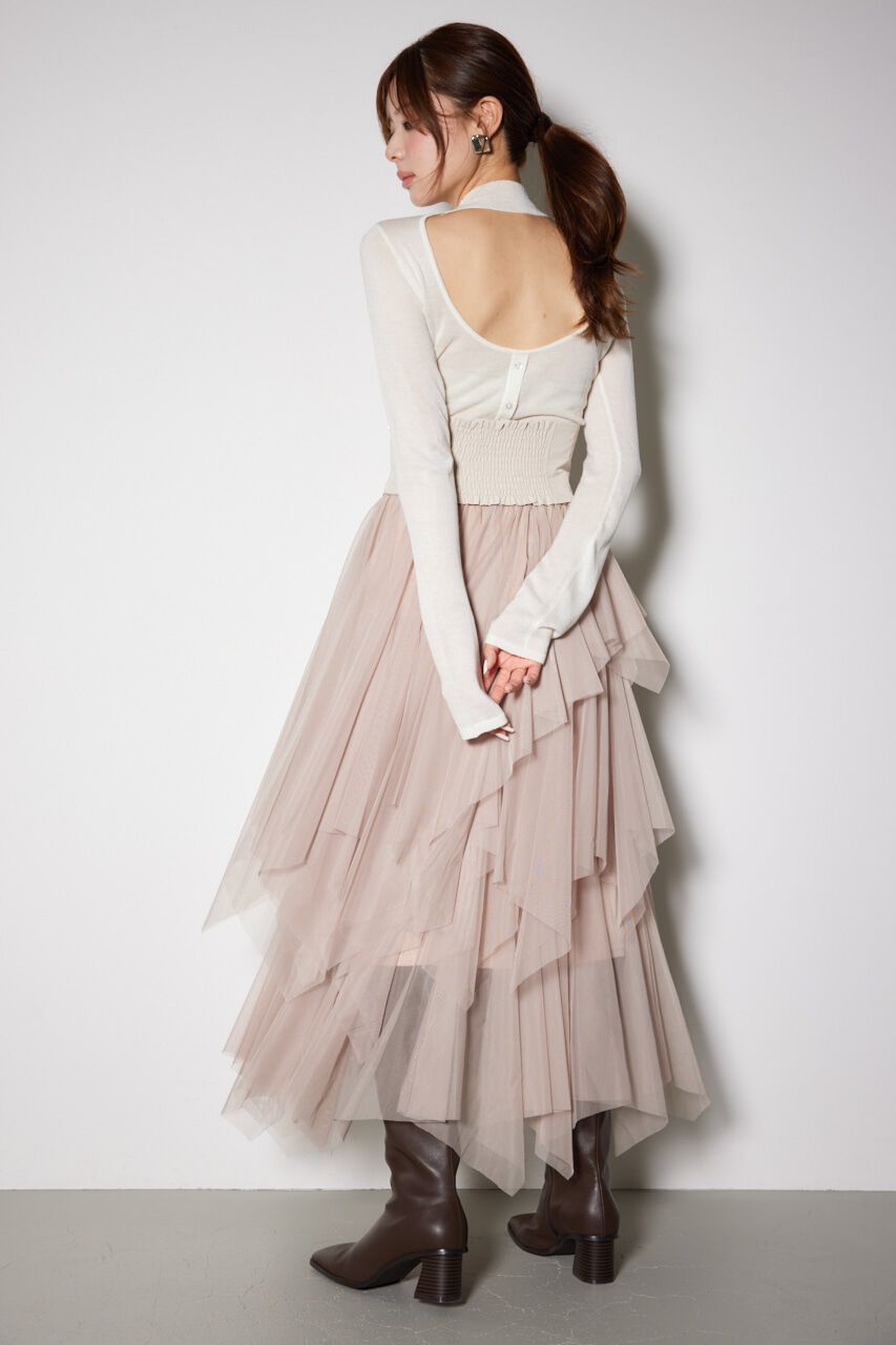 rienda「バックオープンボタンニットトップス」|ニット・セーター|