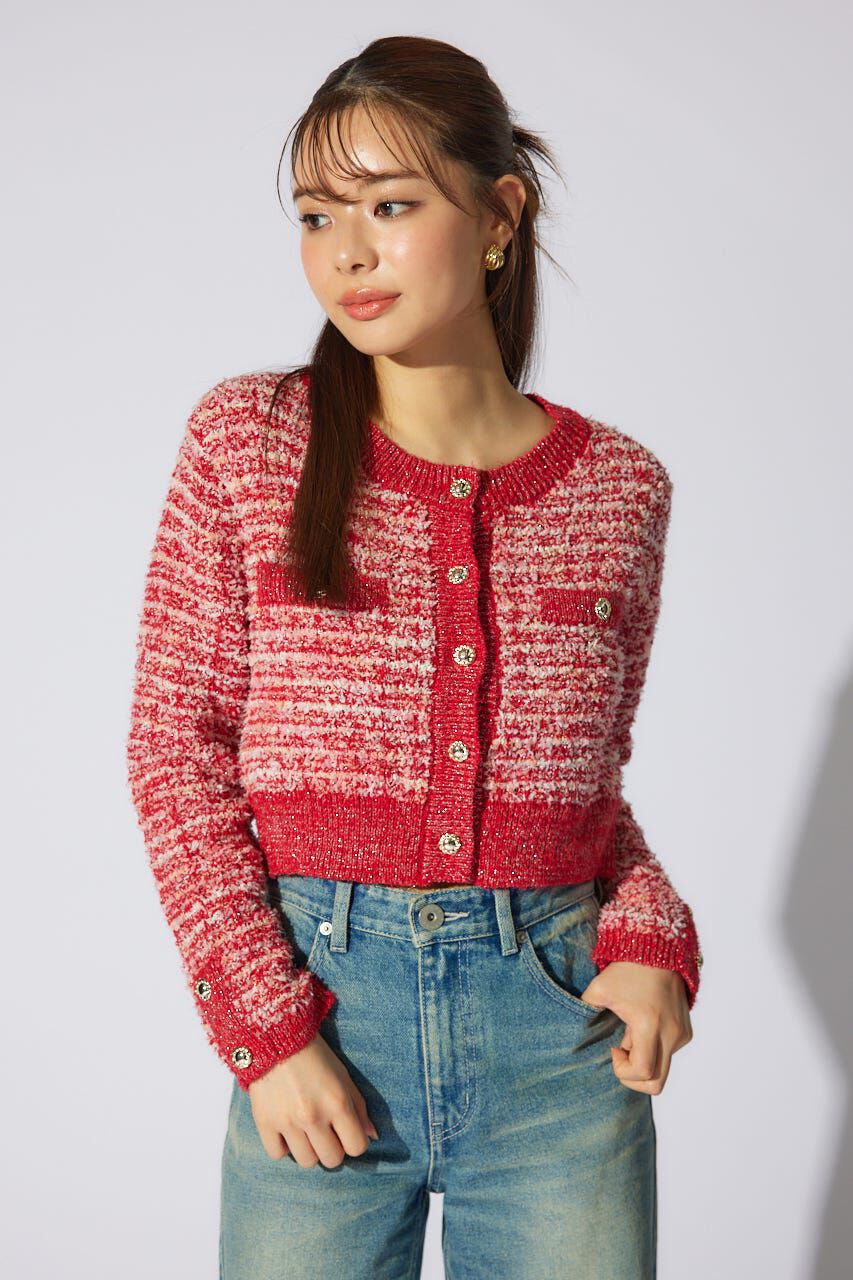 rienda「ツイードニットカーディガン」|カーディガン|