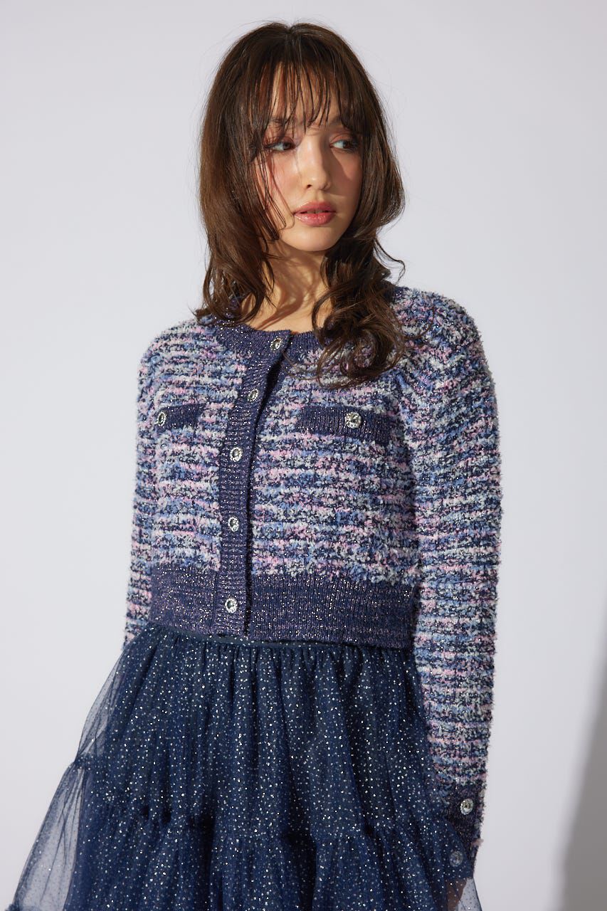 rienda「ツイードニットカーディガン」|カーディガン|