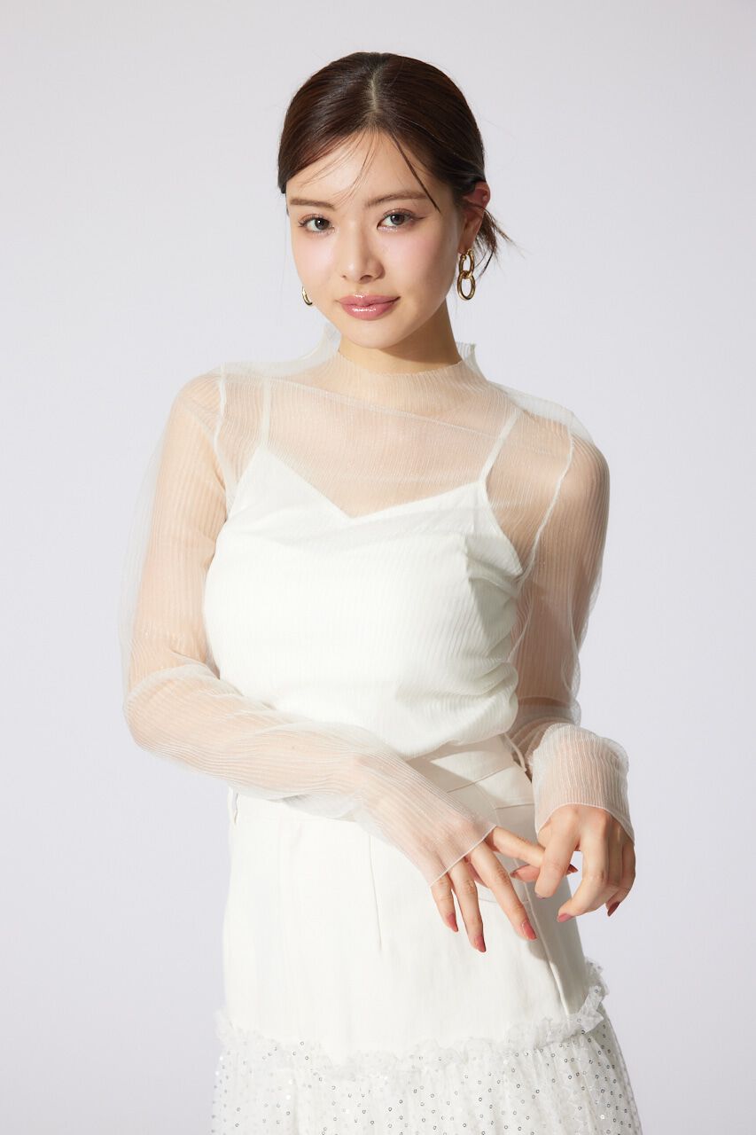 rienda「ランダムリブシアーニットトップス」|ニット・セーター|WHT