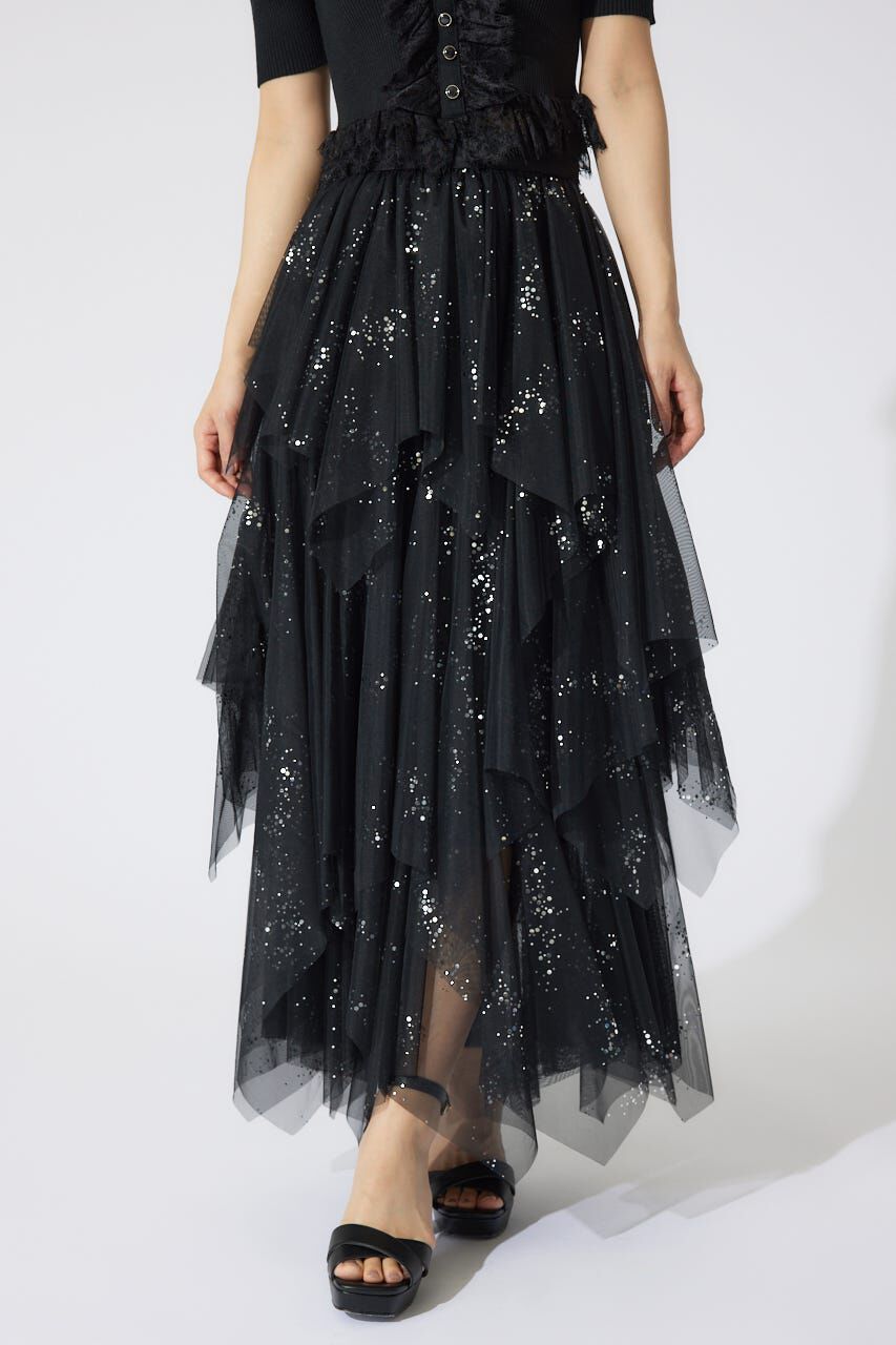 rienda「ニュアンスランダムチュールジャストウエストスカート」|スカート|