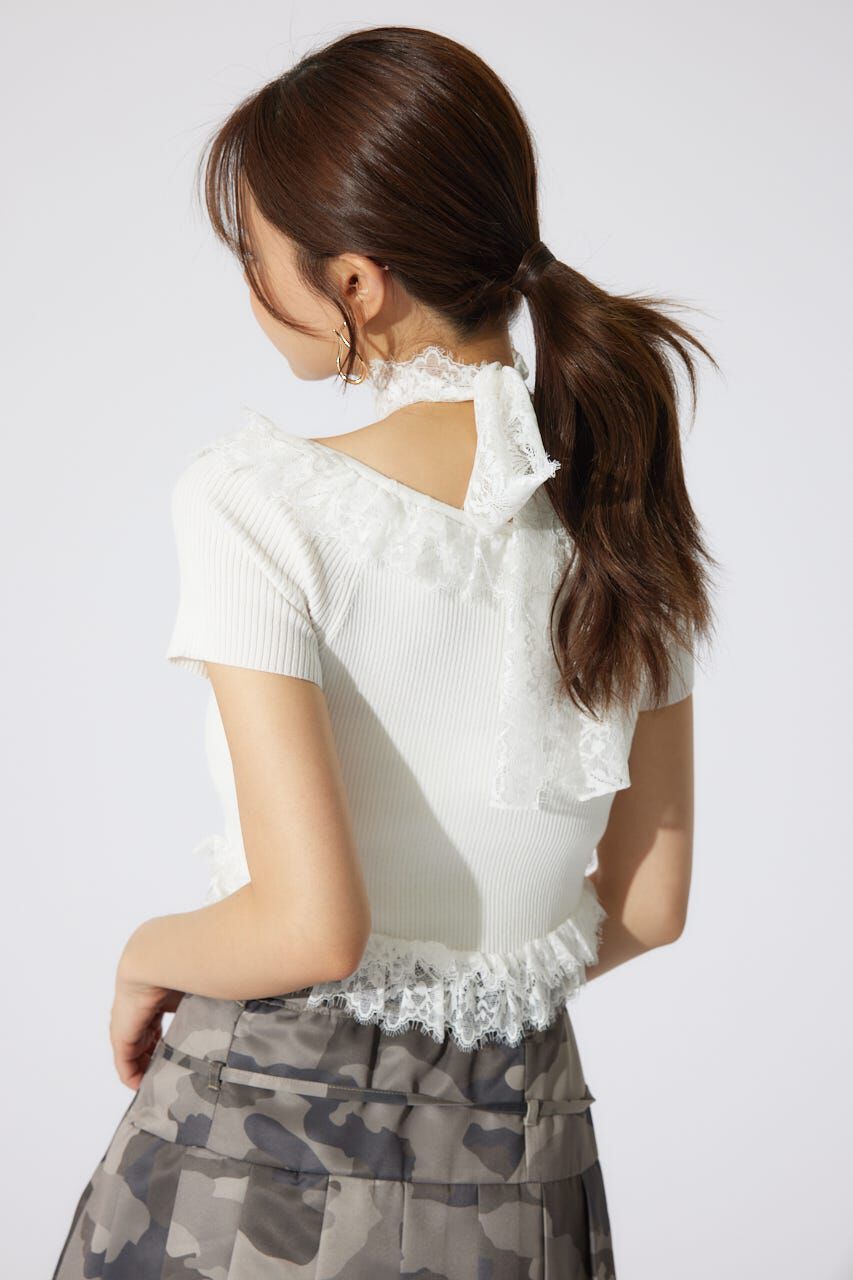 rienda「レースコンビリブニットトップス」|ニット・セーター|