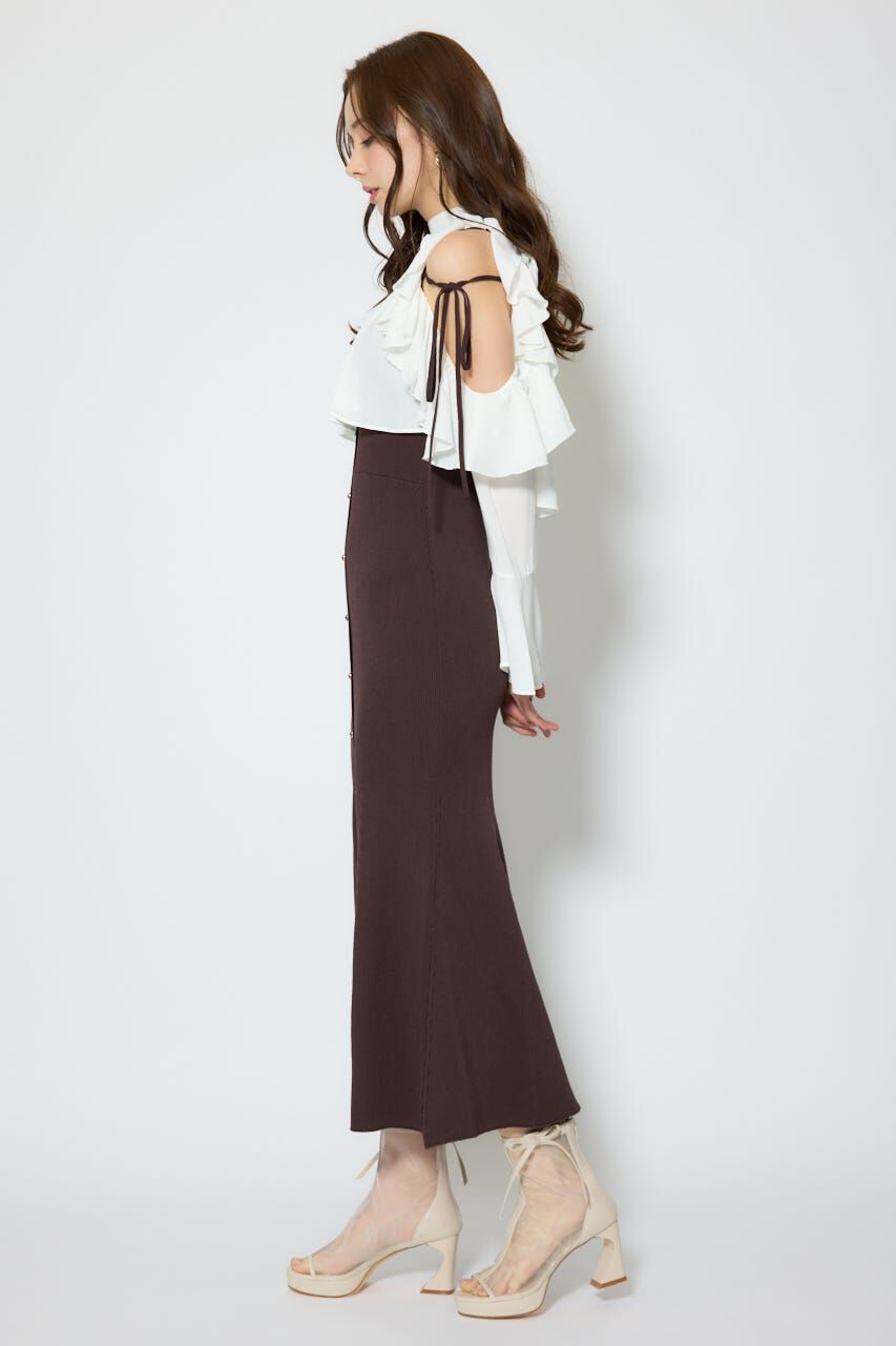 rienda「オープンショルダーフリルニットセットワンピース」|ワンピース|