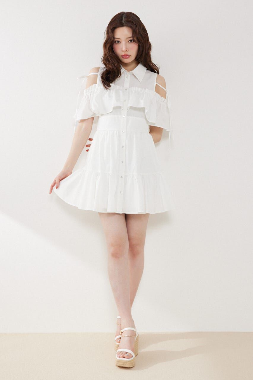 rienda「オフショルフリルティアードミニワンピース」|ワンピース|