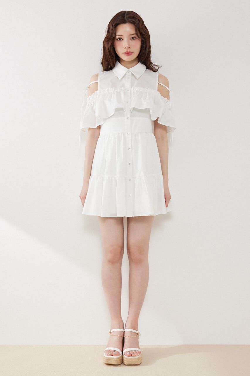 rienda「オフショルフリルティアードミニワンピース」|ワンピース|