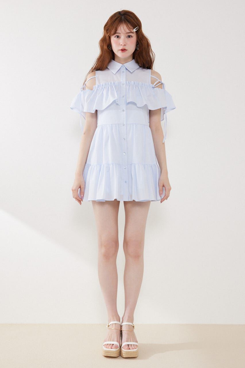 rienda「オフショルフリルティアードミニワンピース」|ワンピース|