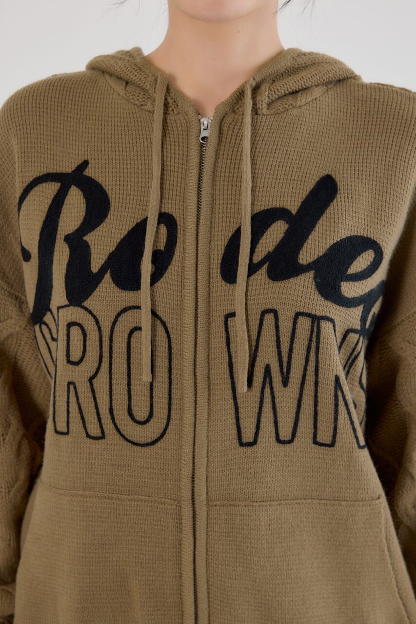 RODEO CROWNS「ロゴケーブルニットジップフーディー」|パーカー|