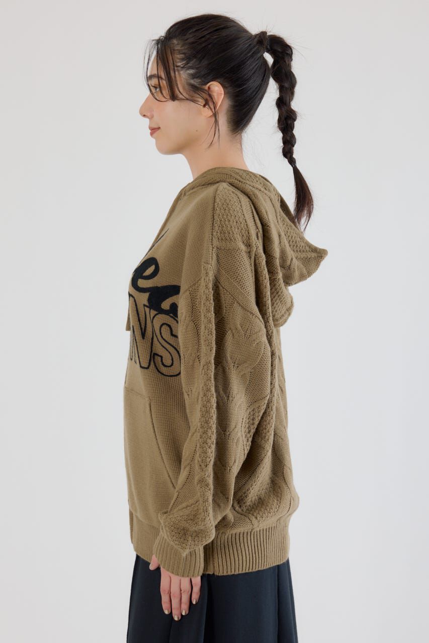 RODEO CROWNS「ロゴケーブルニットジップフーディー」|パーカー|