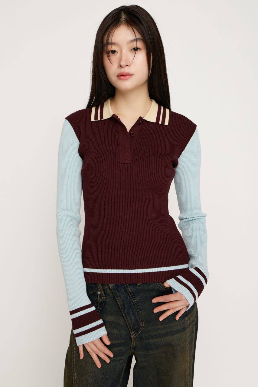 SLY「BICOLOR KNIT トップス」|ニット・セーター|D/RED3