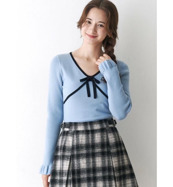 CALNAMUR「バイカラーリボンニット」|ニット・セーター|