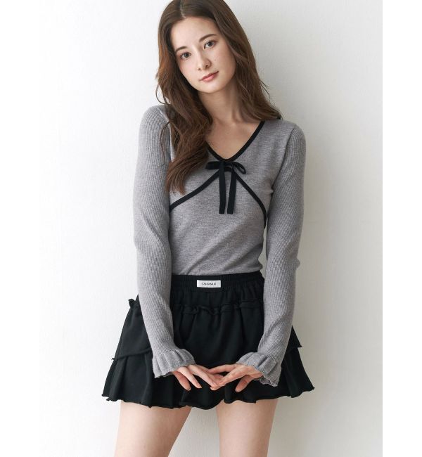 CALNAMUR「バイカラーリボンニット」|ニット・セーター|