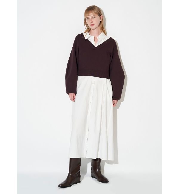 ELENDEEK「V-NECK KT SET OP」|ワンピース|ブラウン