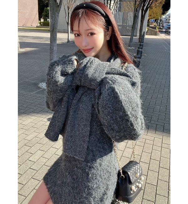 RESEXXY「ルーズマフラーニットチュニック」|ワンピース|